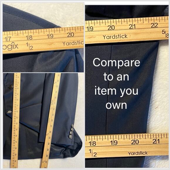 Vintage Hart Schaffner Marx 42S Navy Blue Blazer Silver Tone Crest Buttons - Picture 11 of 12